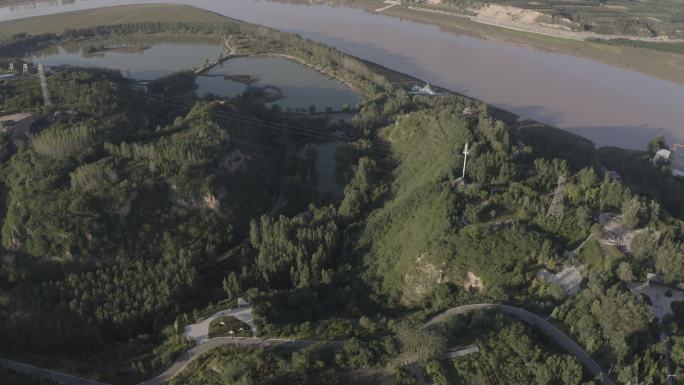 4K-log三门峡峡黄河公园航拍