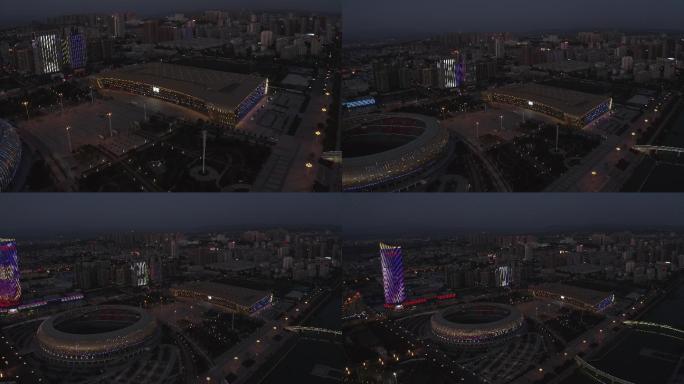 4K-log三门峡国际文博城夜景航拍