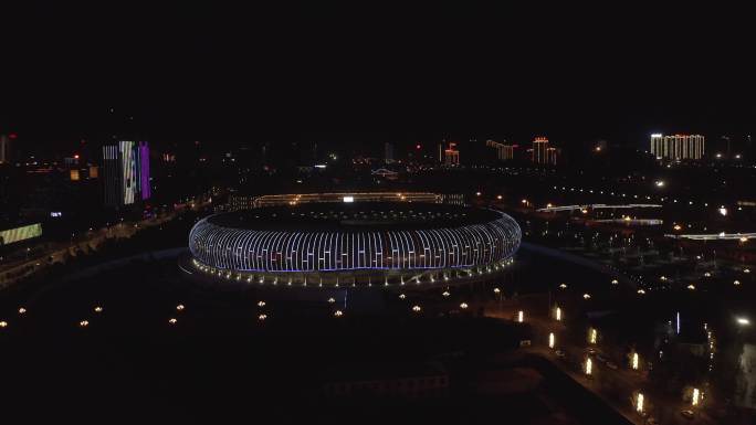 4K-log三门峡文化体育中心夜景航拍