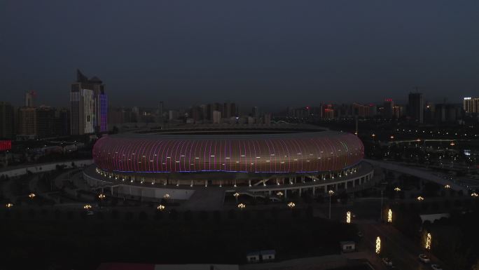 4K-log三门峡国际文博城夜景航拍