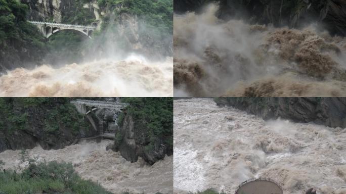 大水滚滚激流勇进大气磅礴虎跳峡