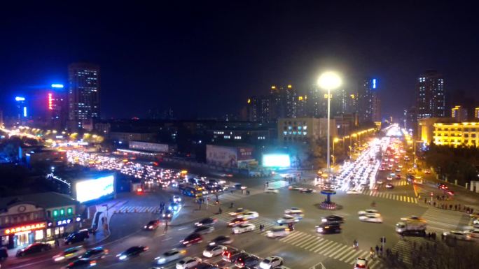 城市夜景车流灯光延时摄影