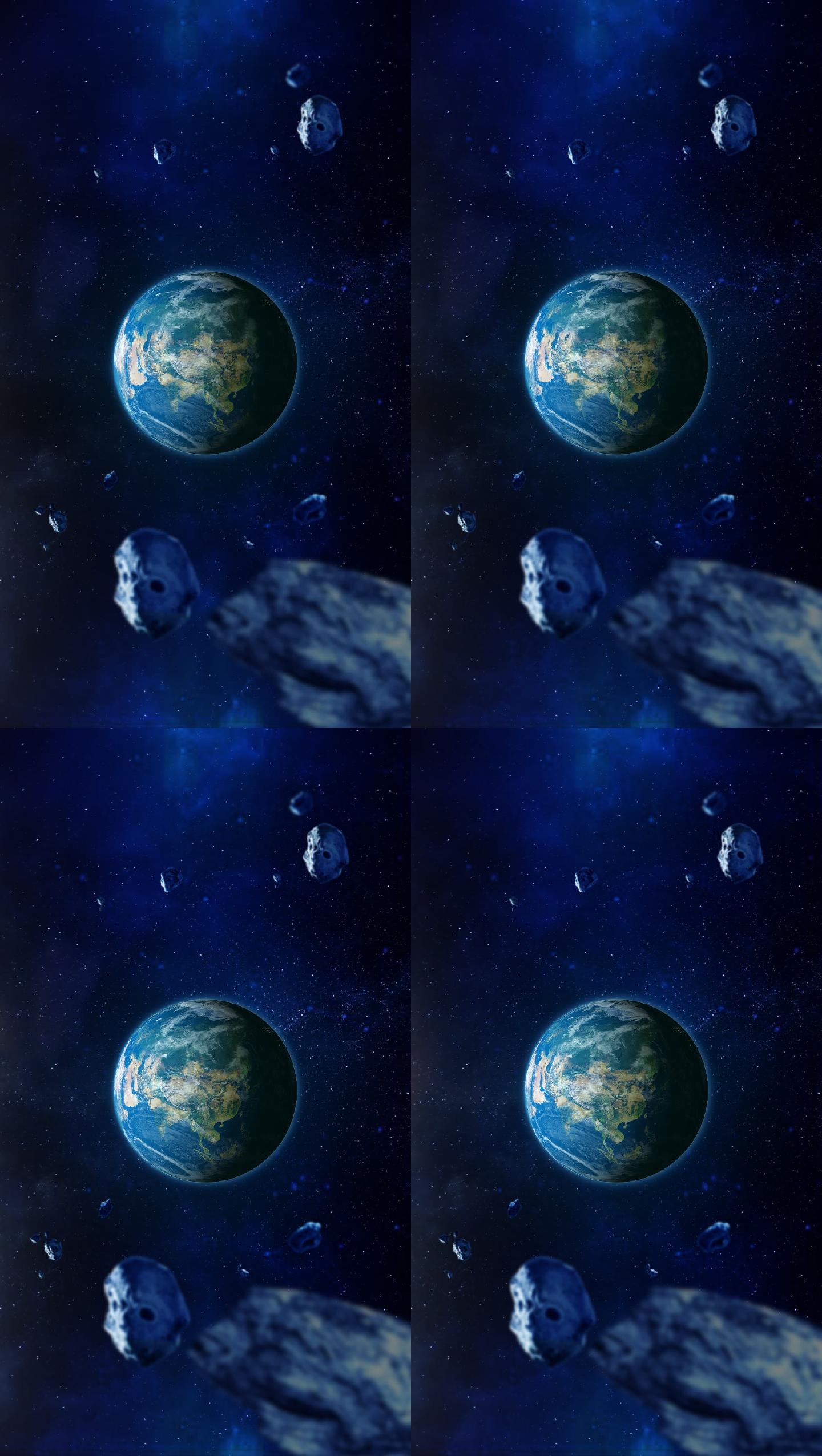 宇宙星空地球陨石带转场(竖屏)