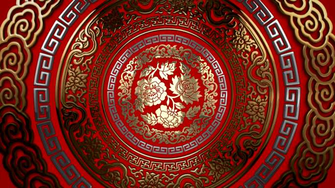 中国古典花纹旋转背景