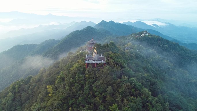 广西留羊顶原始森林云海鸟瞰