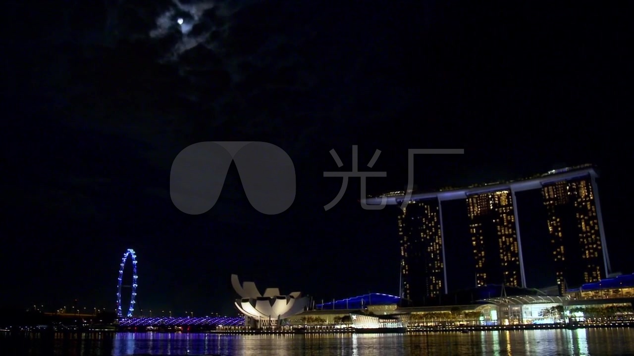 新加坡滨海湾金沙酒店夜景视频素材-外景_128