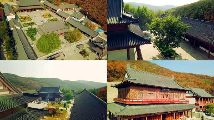 航拍寺庙秋天风光横山寺