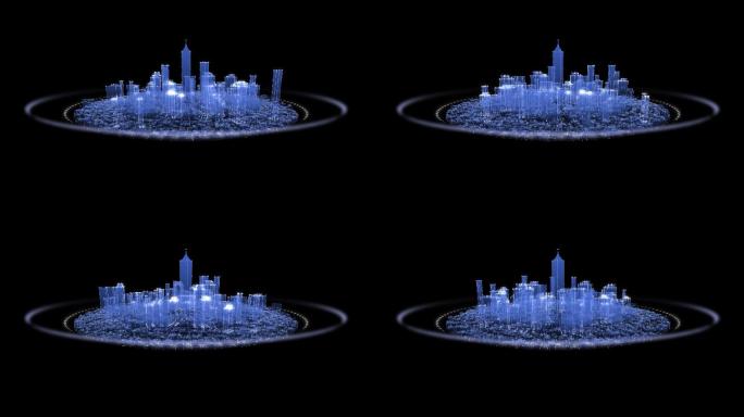 3D全息旋转科技城市循环带通道