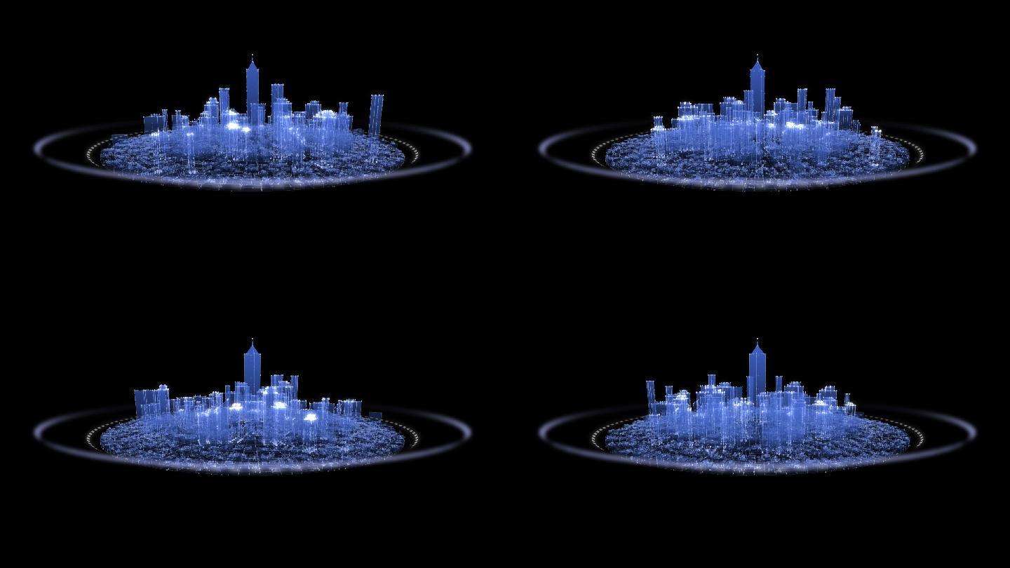 3D全息旋转科技城市循环带通道