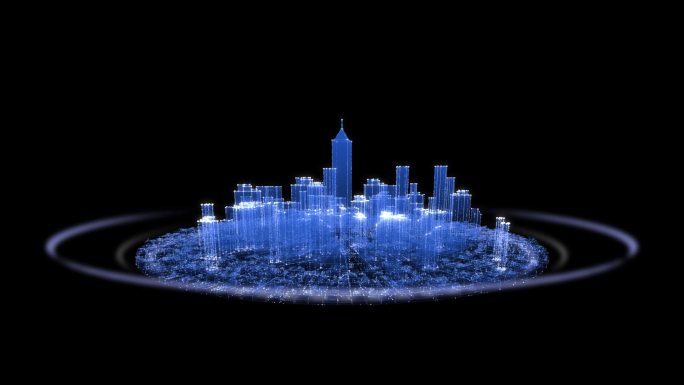 蓝色科技全息城市循环带通道