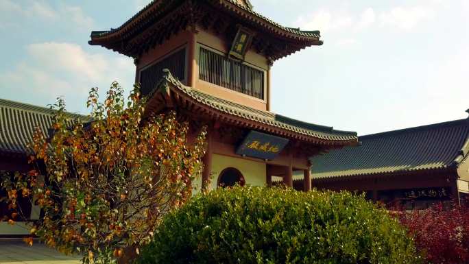 航拍寺庙秋天风光横山寺