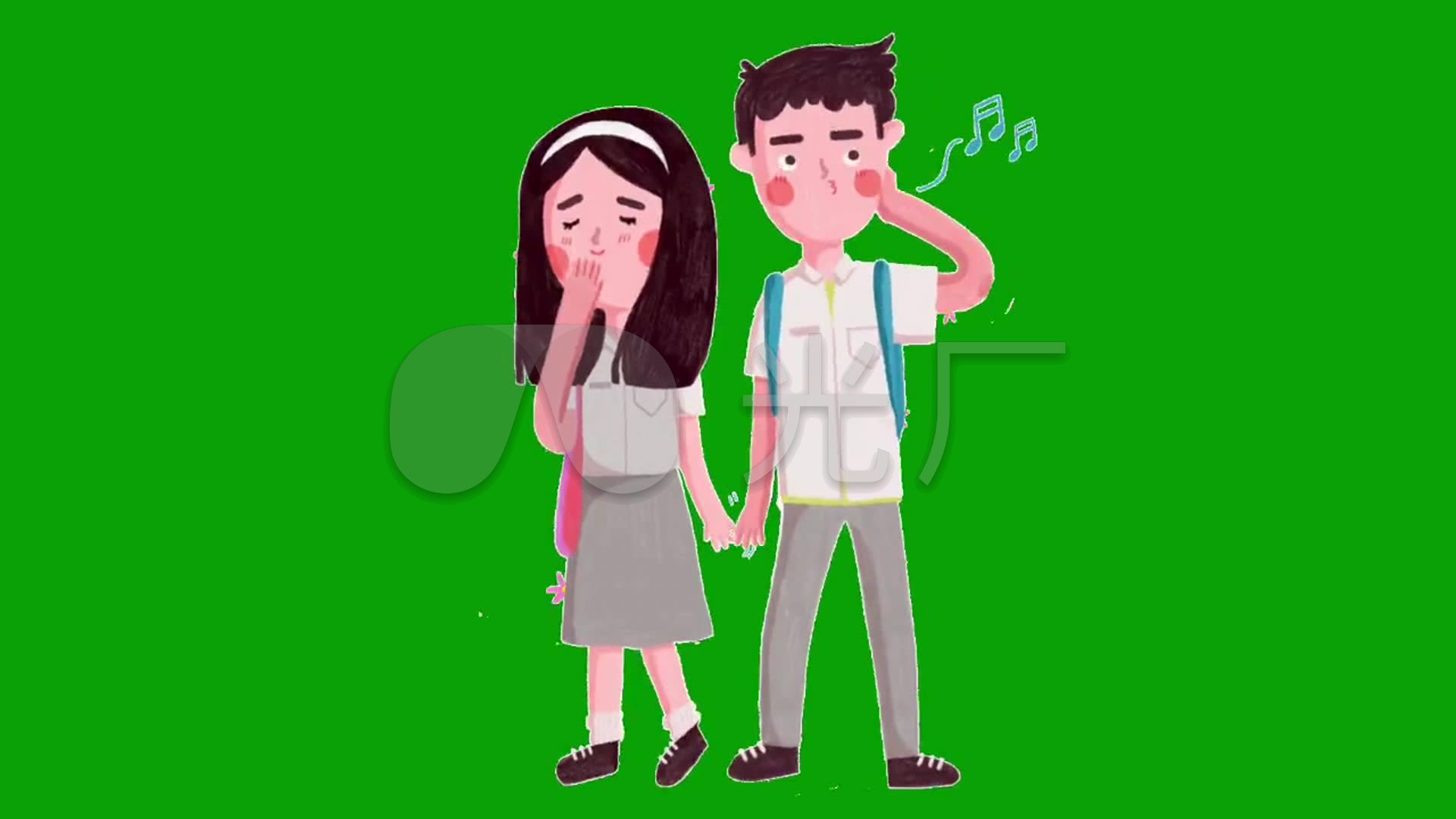 男女学生恋爱绿屏抠像_1920x1080_高清视频素材下载(编号:3046623)