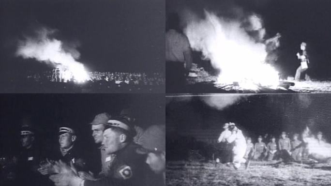 日本士兵夜晚篝火