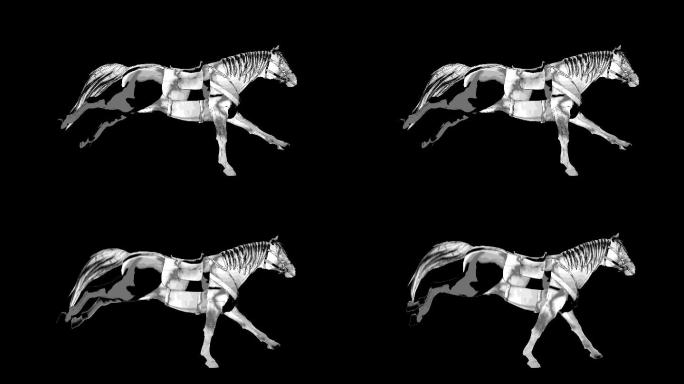 水墨马奔跑的马马跑左视图
