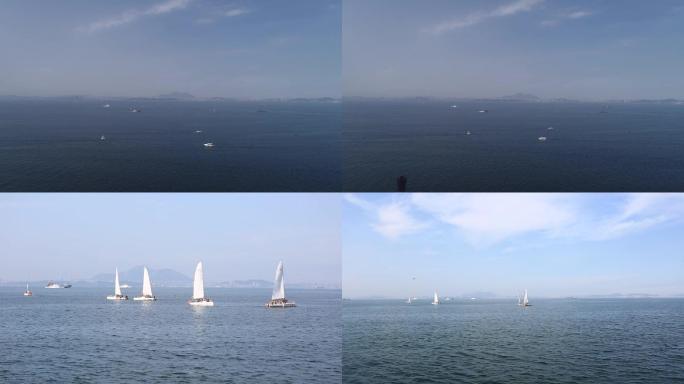 帆船、船帆、白色帆船、大连、海滨