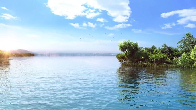 三维湖面风景