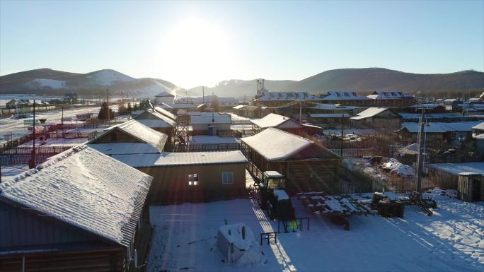 4K恩和大景俄式建筑小孩滑雪