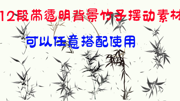 带透明通道中国风水墨竹子摇摆视频素材
