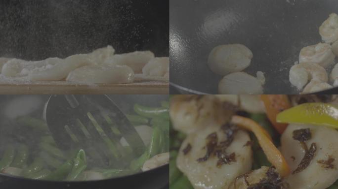 海鲜粤菜元贝4k原始美食素材