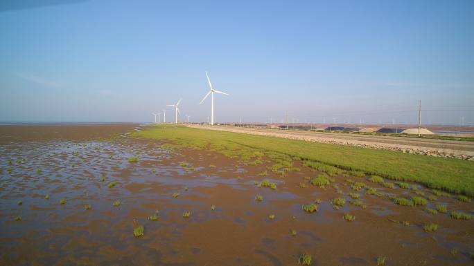 湿地风力发电航拍