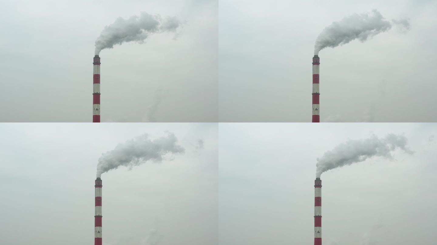 4K发电厂大烟囱烟筒排放环境污染视频素材