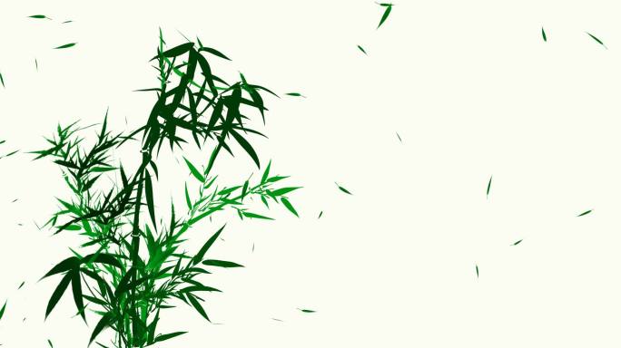 带透明通道绿色竹子随风飘叶视频素材