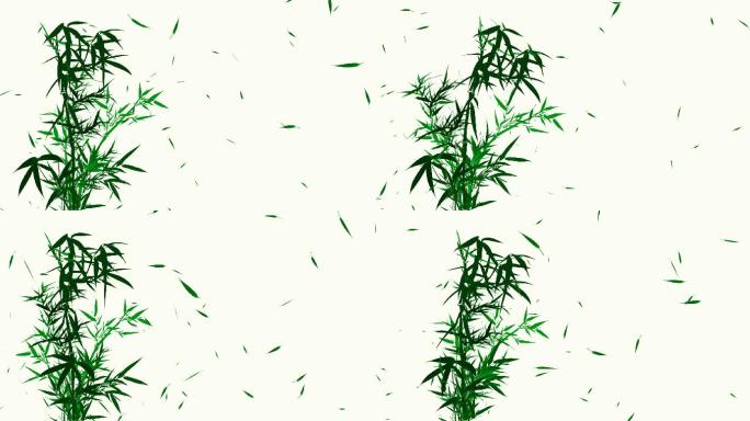 带透明通道绿色竹子随风飘叶视频素材