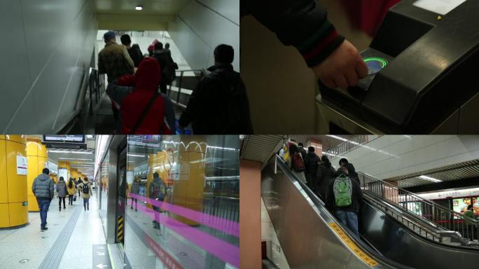 实拍北京乘地铁高清素材