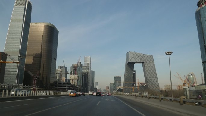 北京三环车拍国贸央视大楼高清素材