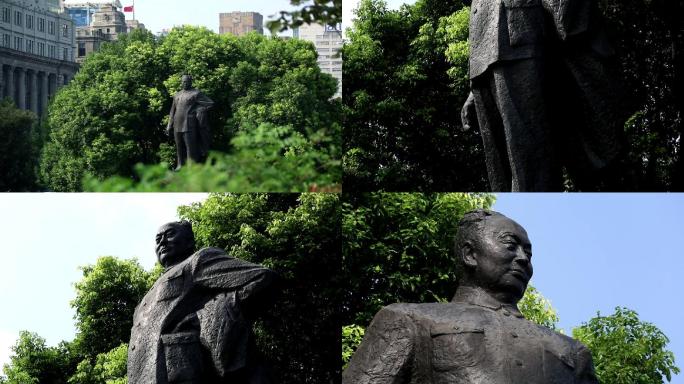 上海外滩陈毅广场雕像高清素材