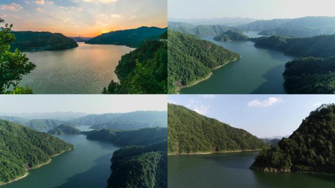 4K延时航拍湖日出山川河流