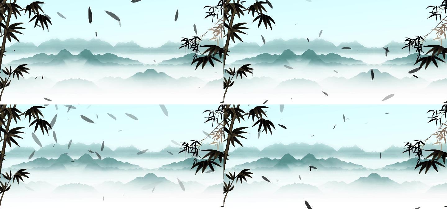 中国风山水竹林背景