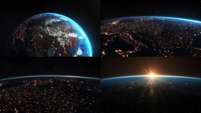 太空宇宙穿梭云层到地球