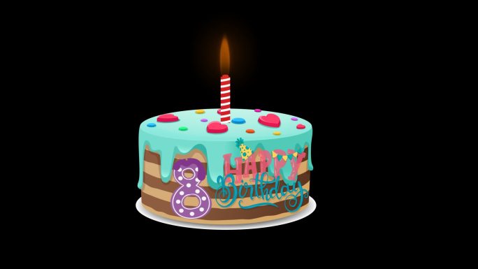 宝贝周年庆宝宝8岁生日蛋糕视频素材