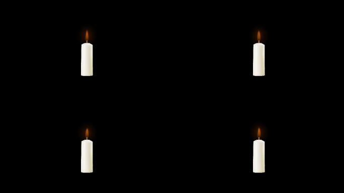 白色蜡烛燃烧视频带通道