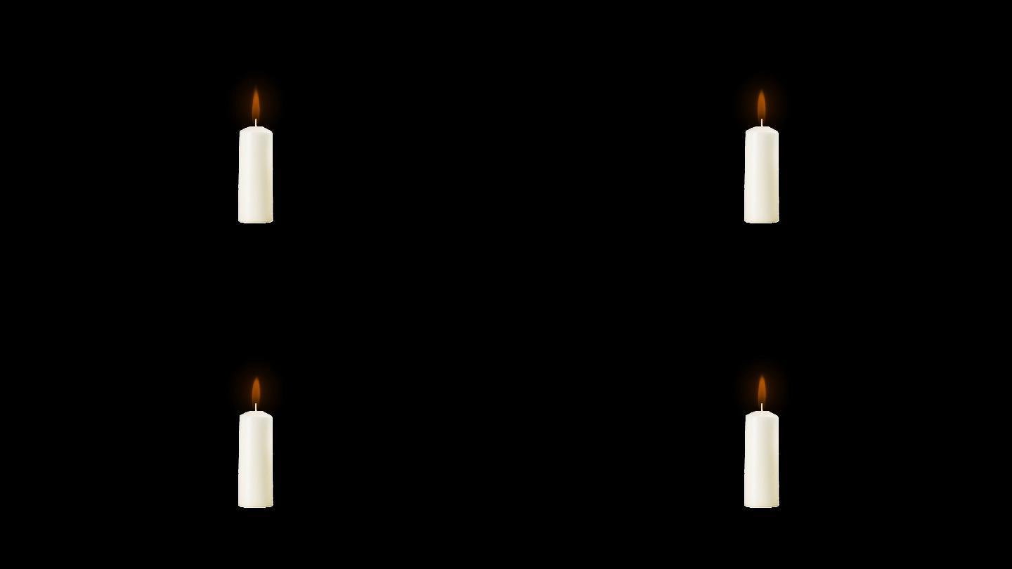 白色蜡烛燃烧视频带通道