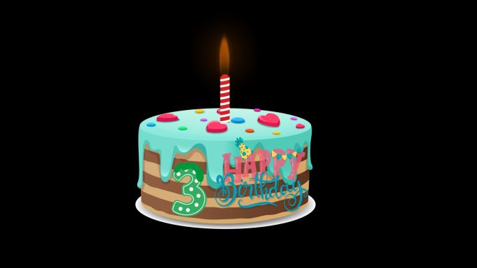 宝贝周年庆宝宝3岁生日蛋糕视频素材