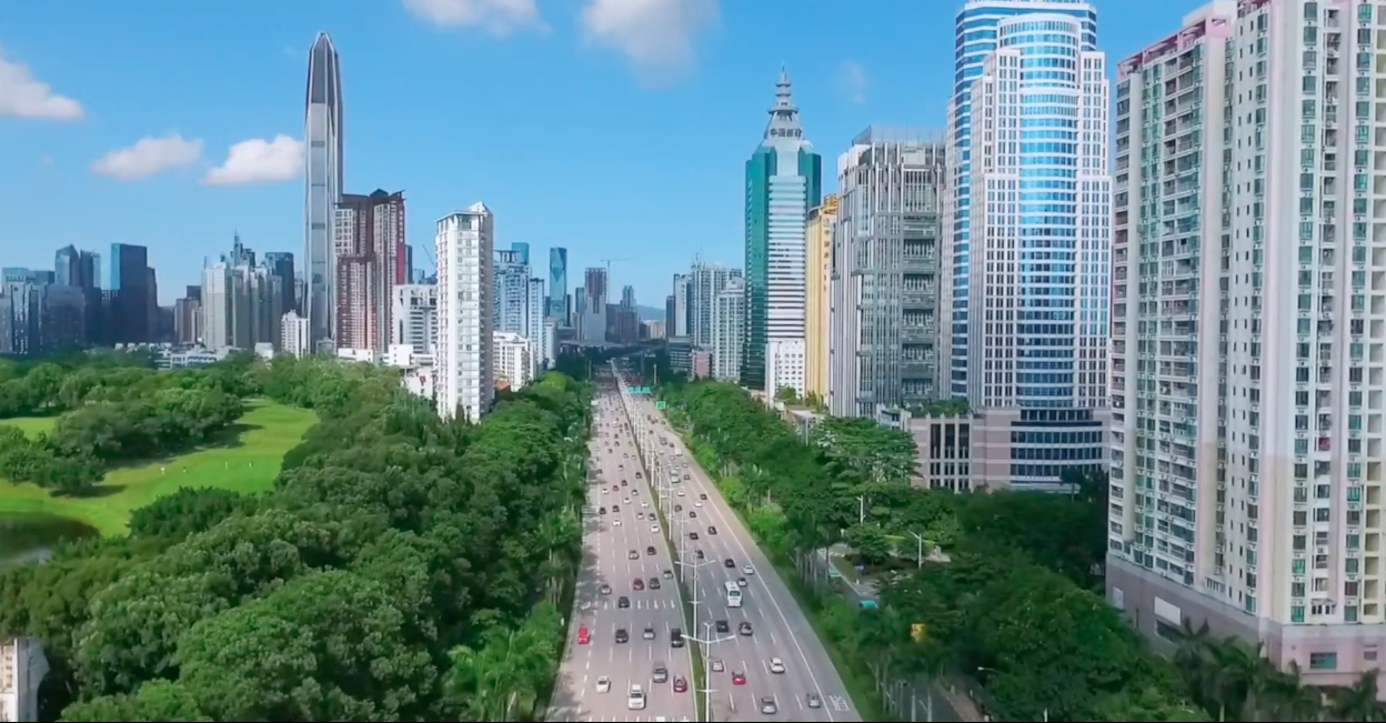 城市车流人流高楼大厦-深圳地铁-航拍深圳