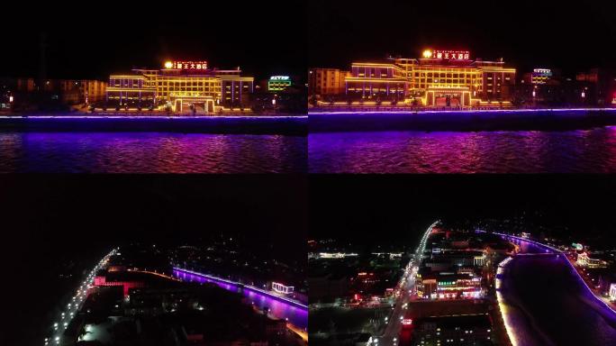 西藏城市夜景航拍