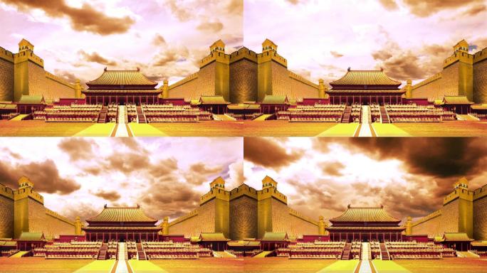 大气壮观古代皇宫大殿宫殿建筑视频素材