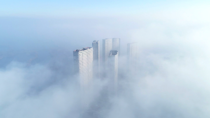 空气污染、大雾弥漫、雾霾天、城市上空