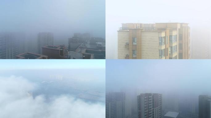 空气污染、大雾弥漫、雾霾天、城市上空