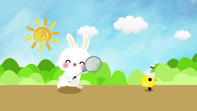 4K小兔奔跑循环卡通动画