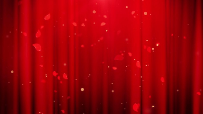 红色幕布花瓣舞台背景循环