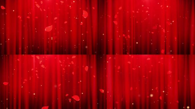 红色幕布花瓣舞台背景循环