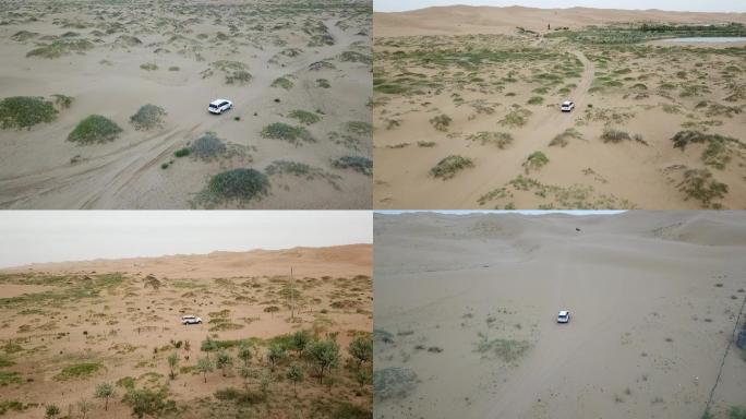 沙漠行驶中的车长镜头