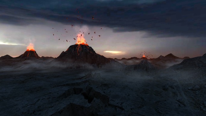 三维火山喷发