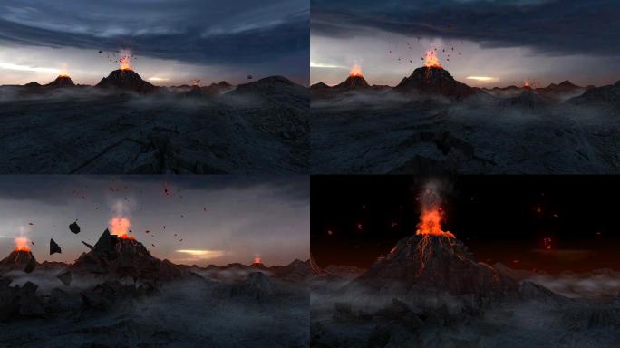 三维火山喷发