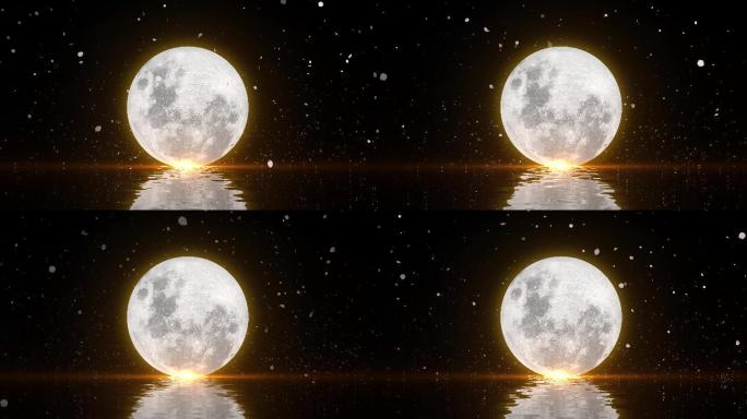 4K白色大月亮led舞台视频背景