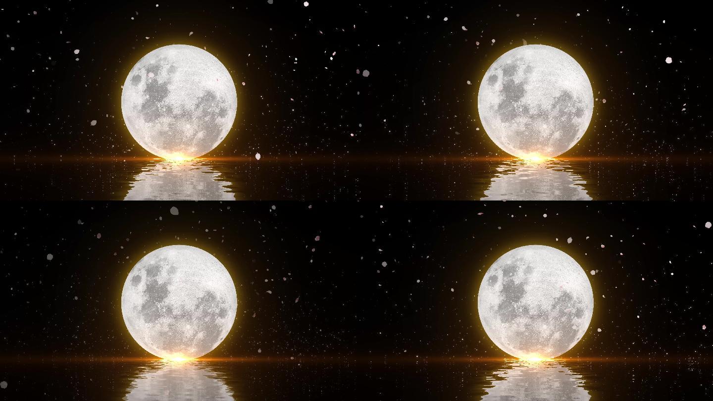 4K白色大月亮led舞台视频背景